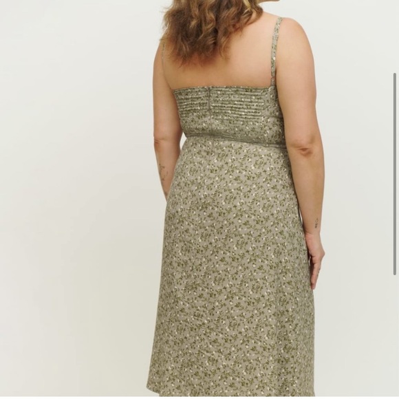 Reformation Afternoon Midi Dress in Juniper Green Floral 12 NWT - Picture 4 of 9